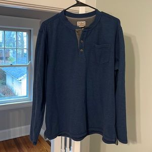 LL Bean Navy Henley pocket Fleece